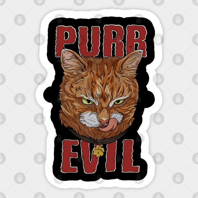 Purr Evil Cat design for pure evil cat Sticker by Feral Funny Creatures